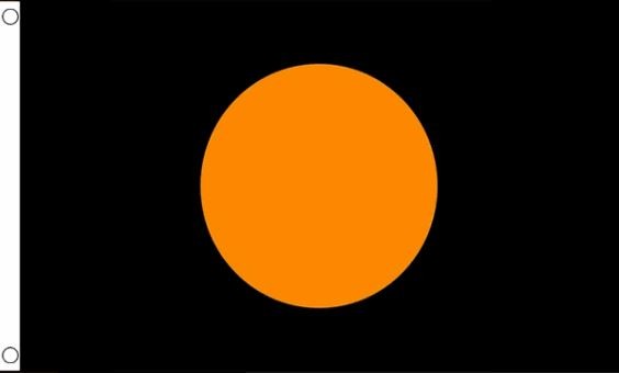 Racevlag zwart met oranje cirkel 60x90cm Best Value