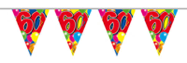 Vlaggenlijn gefeliciteerd 60 jaar ballonnen 10m