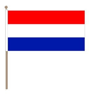 Zwaaivlag Nederland XXL rood/wit/blauw 90x150cm met stok van 135cm