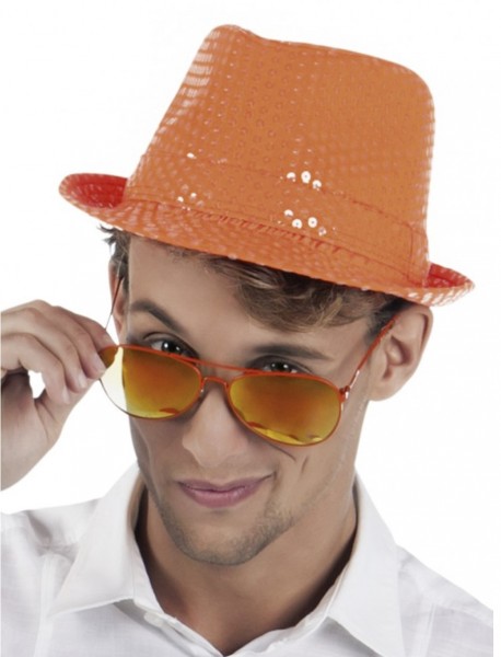 Oranje hoed pailletten