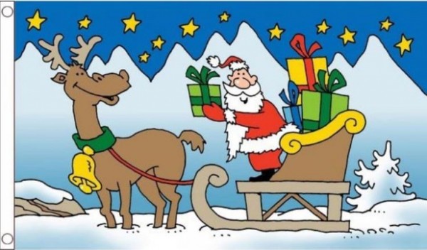 Vlag Kerst kerstlee met rendier en kerstman