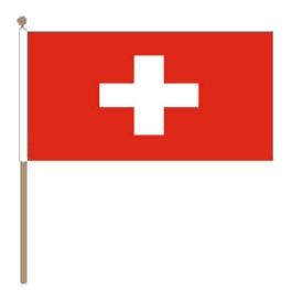 Zwaaivlag Zwitserland, Zwitserse zwaaivlag 15x22,5cm, stoklengte 30cm