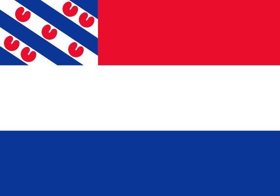 Vlag Nederland met inzet Friese vlag 100x150cm spunpoly