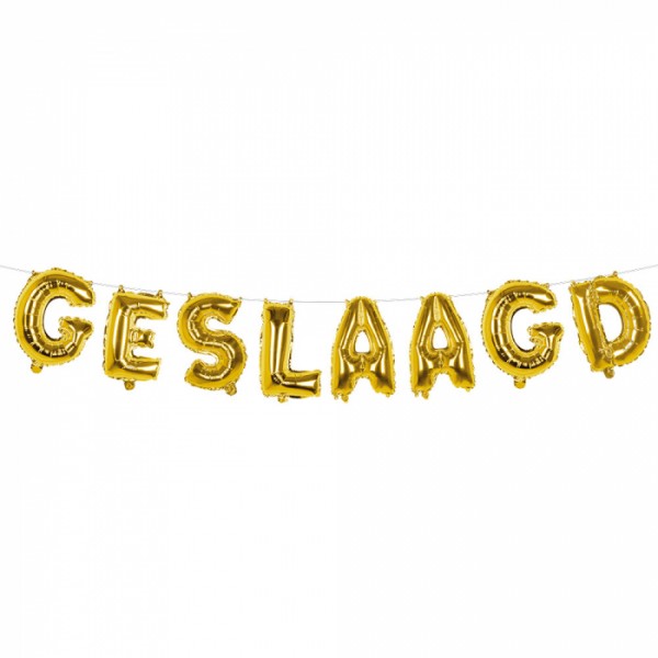 Geslaagd ballonnen slinger goud