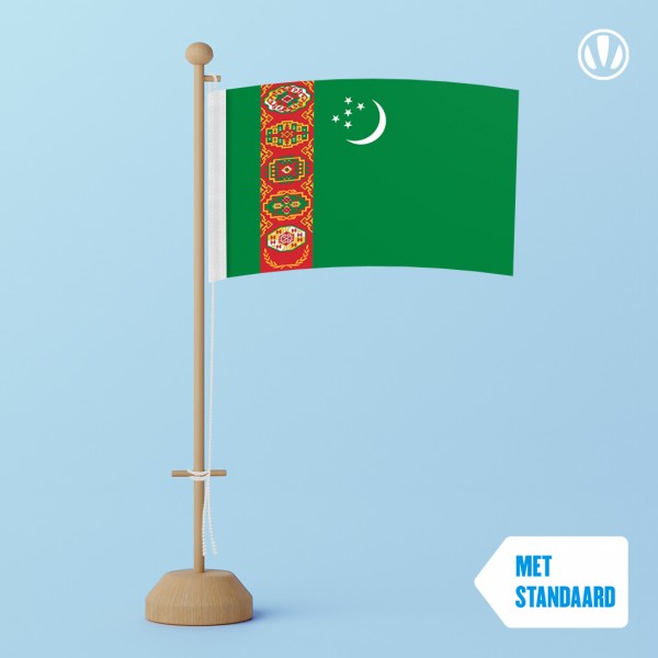 Tafelvlag Turkmenistan met standaard
