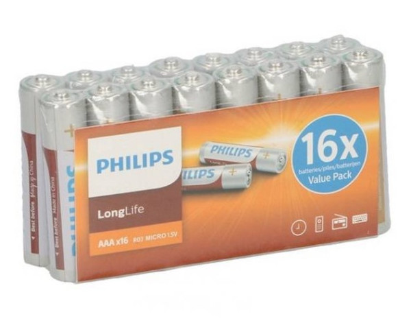 Batterij AAA Longlife PHILIPS | 16 stuks