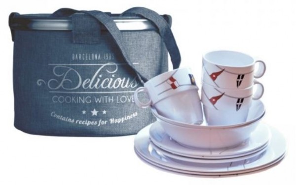 picknickmand & servies regatta seinvlaggen 16-delig