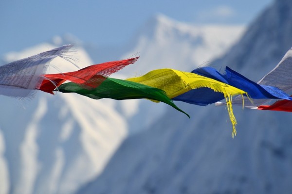 Gebedsvlaggen uit Tibet sfeerbeeld