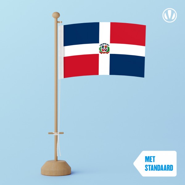 Tafelvlag Dominicaanse Republiek met standaard