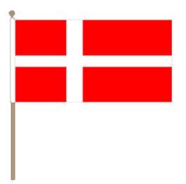 Deense zwaaivlag Denemarken 30x45cm, stoklengte 60cm