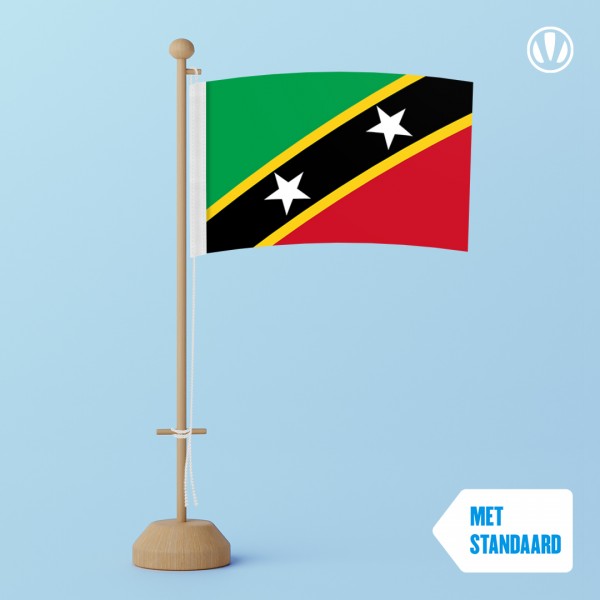 Tafelvlag Saint Kitts en Nevis met standaard