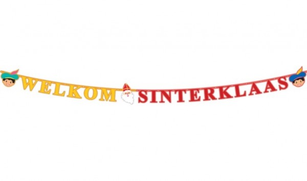 Welkom Sinterklaas en Piet letterslinger 2,3m