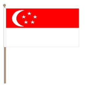 Zwaaivlag Singapore 30x45cm, stoklengte 60cm