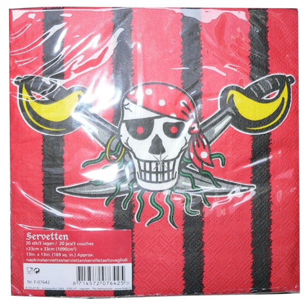 Piraten servetten red Pirate 20stuks kopen bij Vlaggenclub