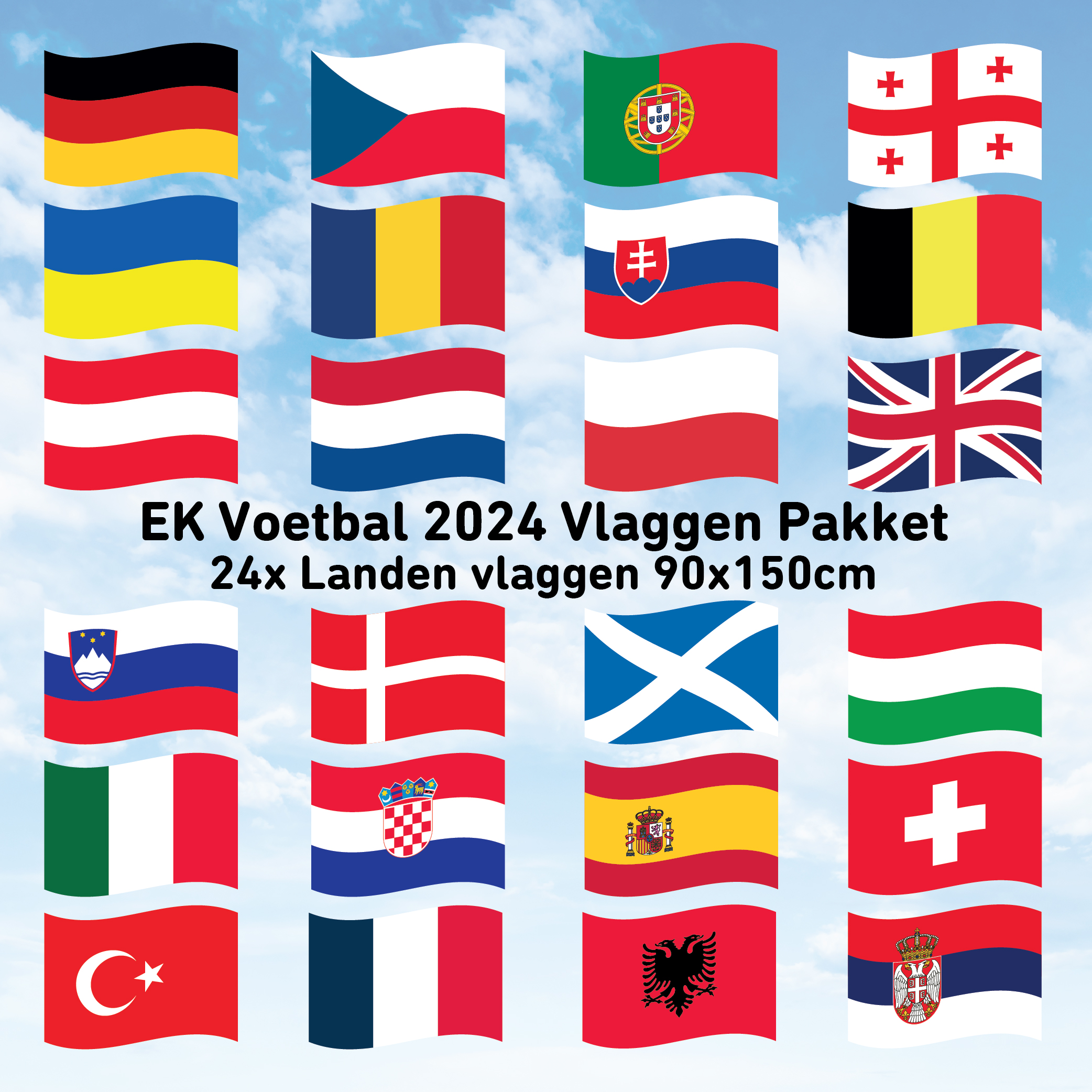 32x grote vlaggen landen EK Voetbal 2028