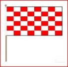 Zwaaivlag Start 30x45cm op houten stok lengte 60cm rood/wit geblokt