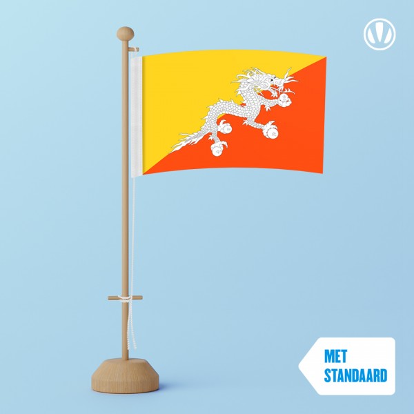 Tafelvlag Bhutan met standaard