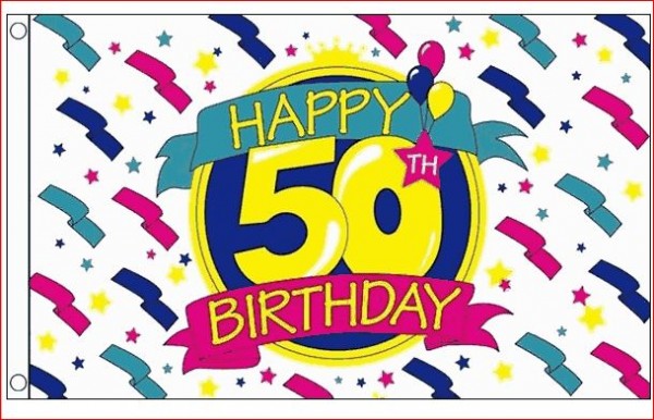 Vlag 50 jaar XL 90x150cm Happy Birthday vlag voor Sarah en Abraham