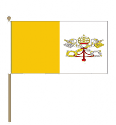 Zwaaivlag Vaticaanstad 15x22,5cm, stoklengte 30cm