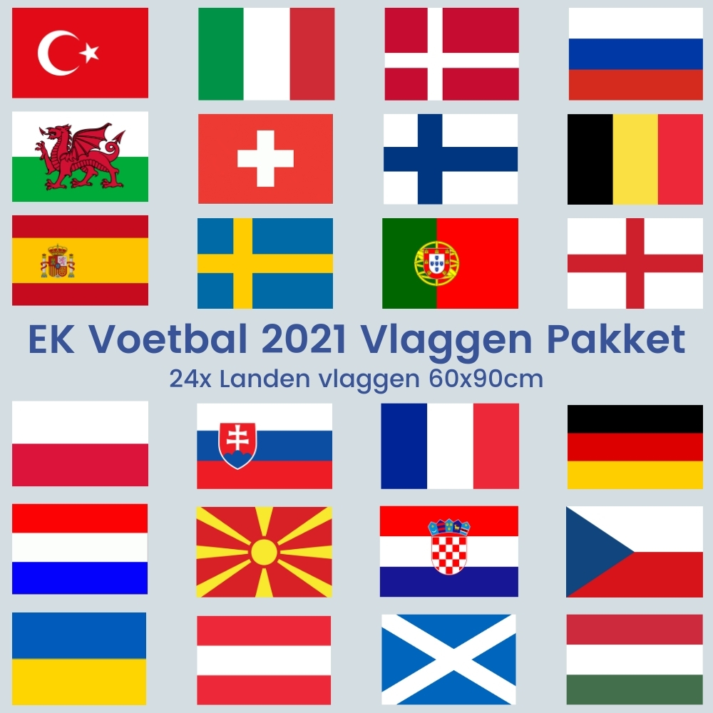 24x vlaggen deelnemende landen EK Voetbal 2024