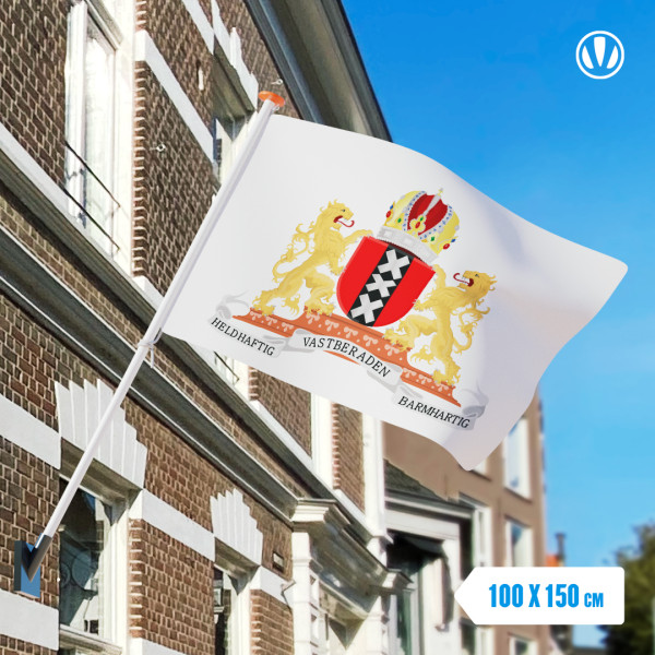 Vlag met wapen van Amsterdam 100x150cm