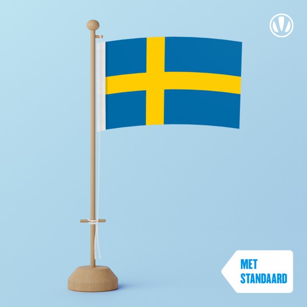 Tafelvlag Zweden met standaard