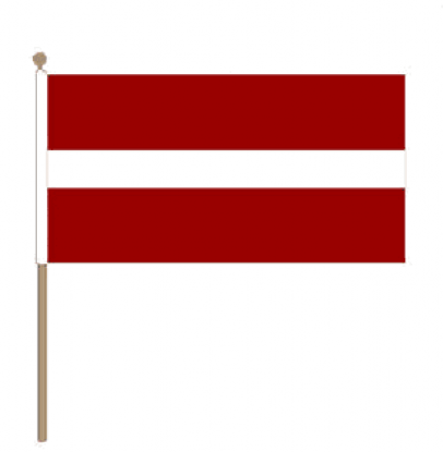 Zwaaivlag Letland 15x22,5cm, stoklengte 30cm