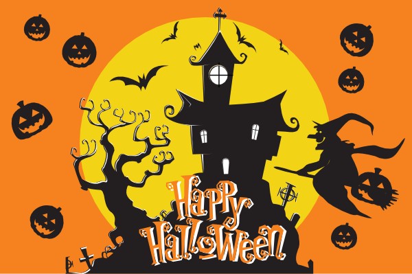 Happy Halloween vlag Moonlight