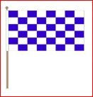 Zwaaivlag 30x45cm op houten stok lengte 60cm blauw/wit geblokt