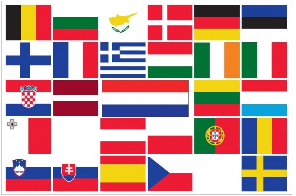 Tafelvlaggen Landen Europese unie - 27 stuks