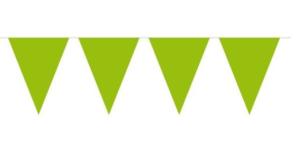 Vlaggenlijn lime groen, appeltjesgroen PE wimpels 10m