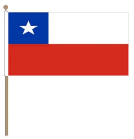 Zwaaivlag Chili, Chileense fanvlag 15x22,5cm, stoklengte 30cm