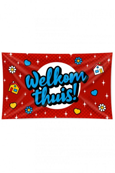 Vlag Welkom Thuis - Cartoon | 90x150cm