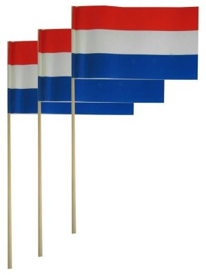 Papieren zwaaivlaggetjes Nederland NL | Zwaaivlaggen r/w/b papier