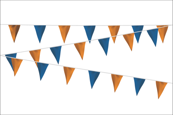 Vlaggenlijn Blauw Oranje stof 20m, Luxe kwaliteit
