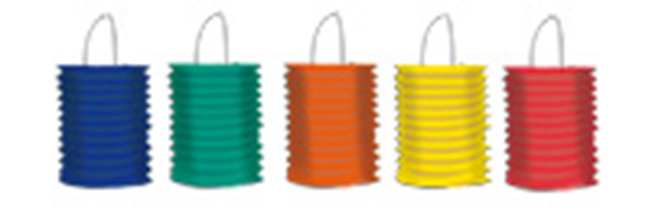 Lampionnen 5 verschillende kleuren assorti Groen Geel Blauw Oranje Rood