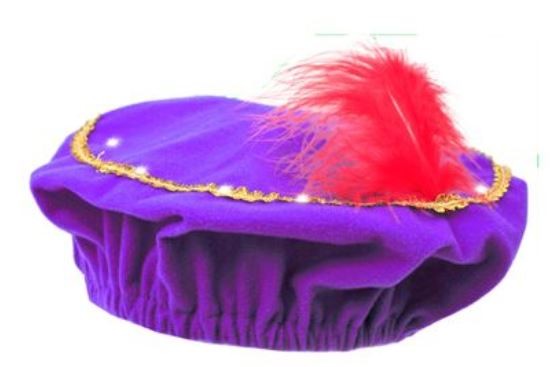 Pieten baret in paars met lichtje led