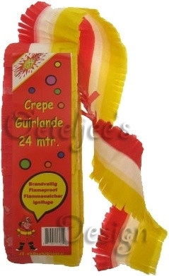 Guirlande Carnaval Oeteldonk Rood Wit Geel - 24m | Brandvertragend