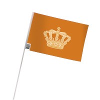 Oranje zwaaivlaggen met kroon 20x30cm voor koningsdag