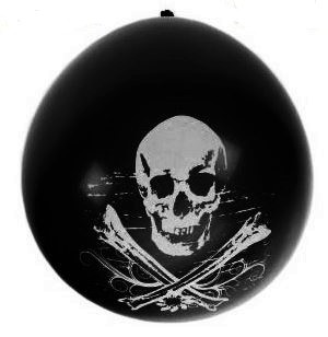 zwarte piraten ballon met witte doodshoofd, 8 stuks