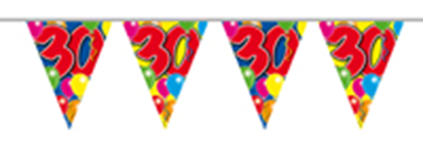 Vlaggenlijn gefeliciteerd 30 jaar ballonnen 10m