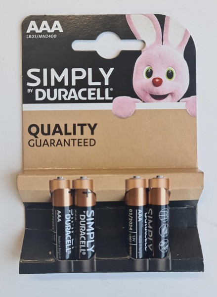 Batterijen AAA DURACELL 1,5V 4 stuks
