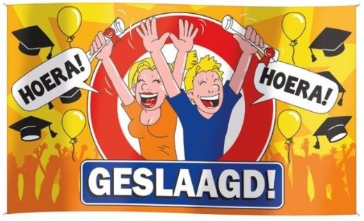 vlag hoera hoera geslaagd 90x150cm