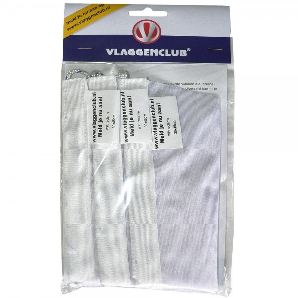 3 witte blanco puntvlaggen wimpels 30x45cm