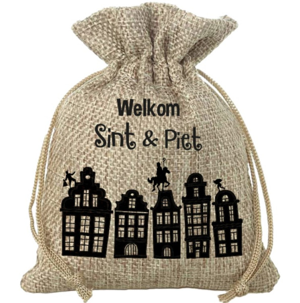 Jute strooizakje welkom Sint en Piet | Mini