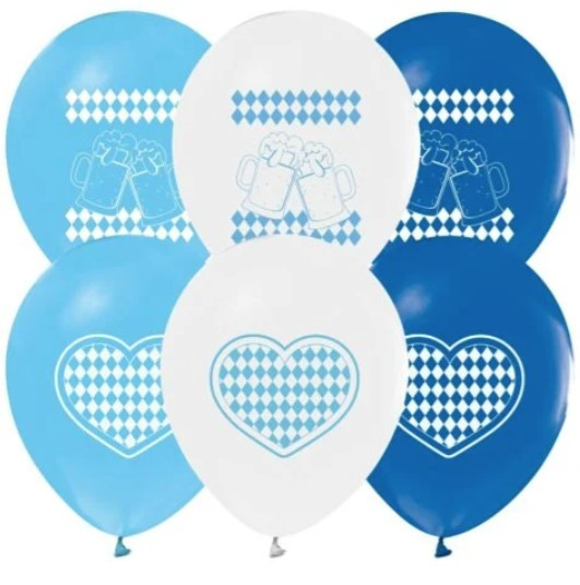 Ballonnen Oktoberfest wit en blauw 8 stuks