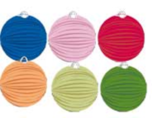 Lampion bolvorm 6 kleuren assorti rood geel groen oranje paars