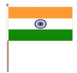 Zwaaivlag India, Indiase zwaaivlag 30x45cm, stoklengte 60cm