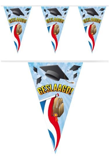 Vlaggenlijn geslaagd vlag en wimpel muts tas 10m