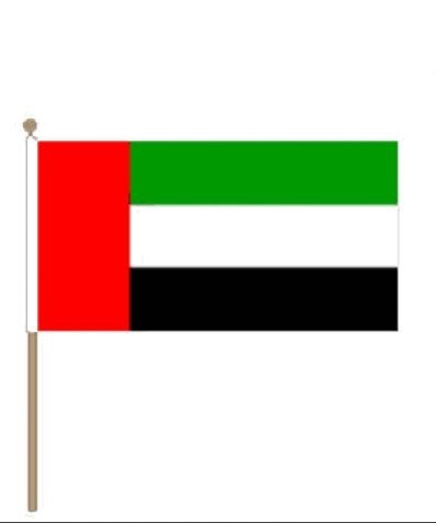 Zwaaivlag Verenigde Arabische Emiraten VAE 15x22,5cm stoklengte 30cm